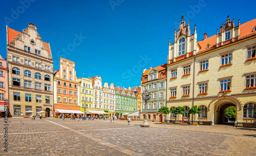 WROCLAW, POLAND. Architectural and buildings On Market Squar In Sunny Day