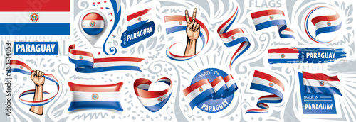 Vector set of the national flag of Paraguay in various creative designs