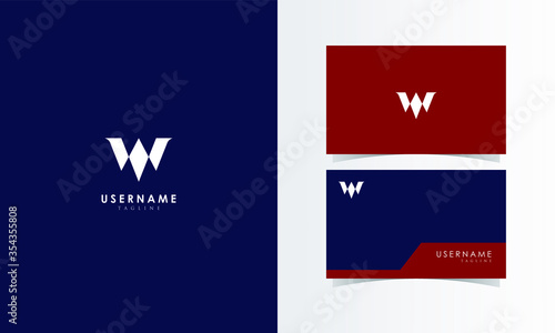 W Monogram Logo Mark with business card template design for branding identity