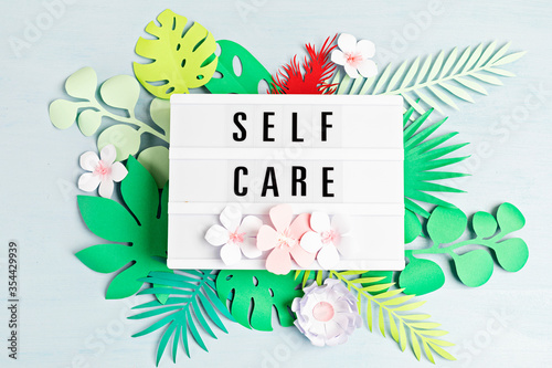 Lightbox with motivation words for self care, positive thinking, mental health, emotional wellness