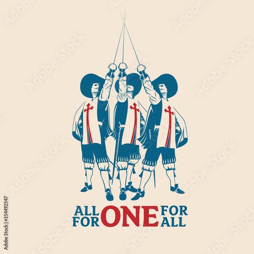 All For One For All vector illustration for commercial use such as logo, tshirt graphic, etc...