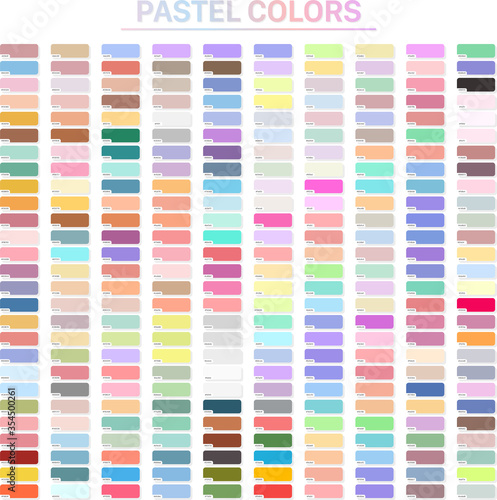 Pastel colors set with hex codes. Trendy color palette vector