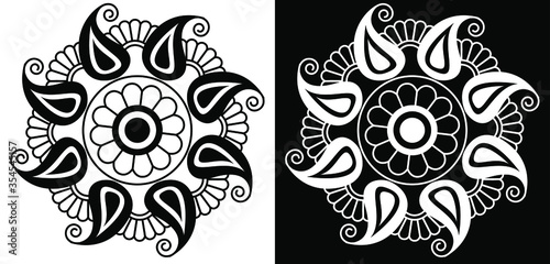 Mandala design concept of paisleys with flowers