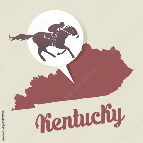 Kentucky map with kentucky derby icon