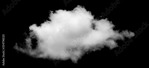 White cloud isolated on black background.