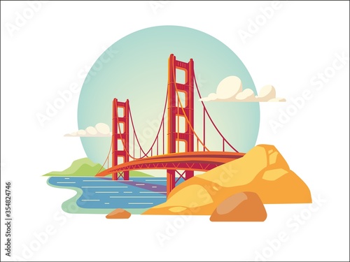 golden gate bridge of san francisco california usa isolated vector illustration