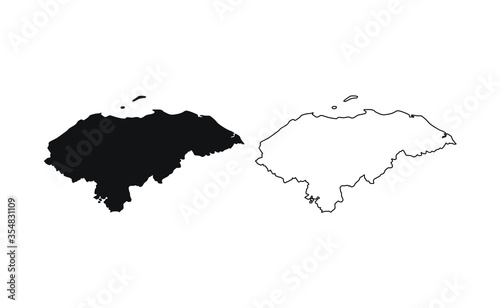Honduras map silhouette line country America map illustration vector outline American isolated on white background