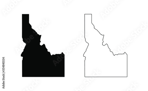 Idaho state silhouette, line style. America illustration, American vector outline isolated on white background