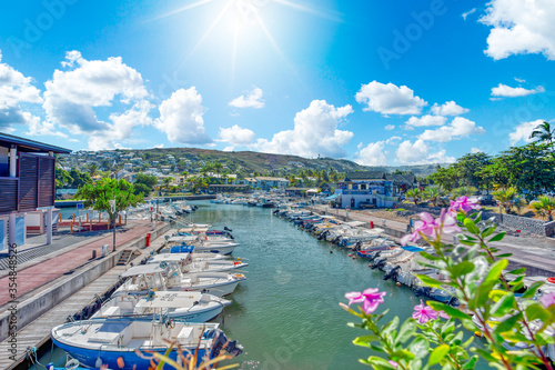 The marina of Saint-Gilles-Les-Bains, seaside town and highly touristy - Reunion island