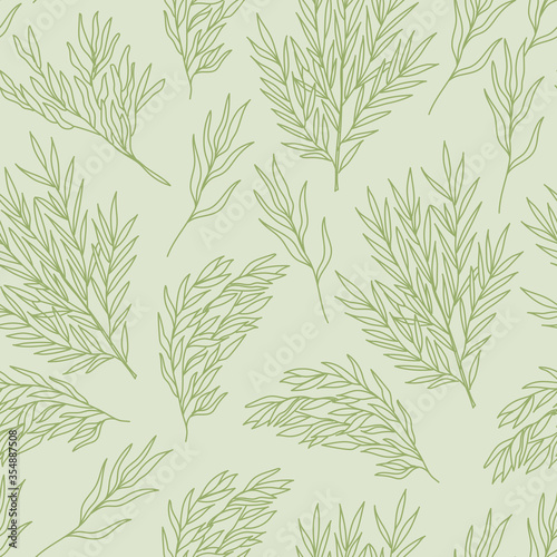 Willow eucaliptus hand drawn doodle style seamless pattern