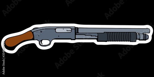 Sawed-Off Shotgun. Cartoon vector illustration