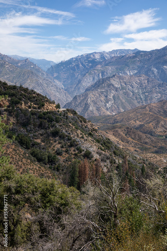 the sierra nevada mountains from the kings canyon scenic byway in the Sequoia and Kings canyon national park in california
