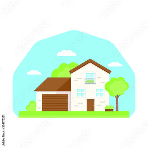 This is a facade of the house. Vector illustration.