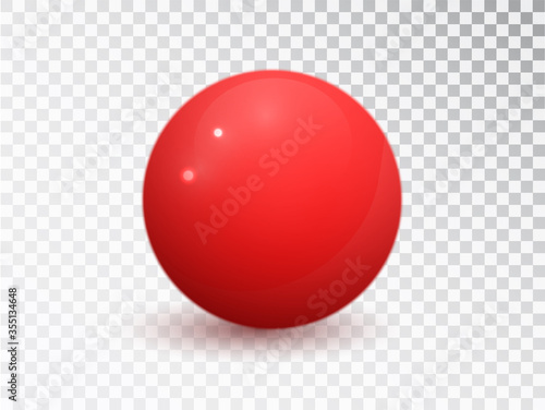 Red ball isolated on transparent background. Red matte vector sphere. Round shape, geometric simple, figure circle. Mock up of clean round the realistic object, orb icon.