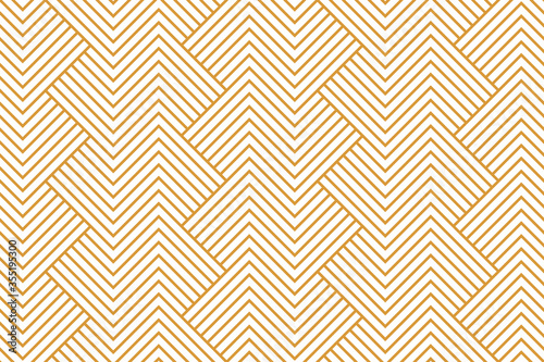 Abstract geometric pattern with stripes, lines. Seamless vector background. White and gold ornament. Simple lattice graphic design