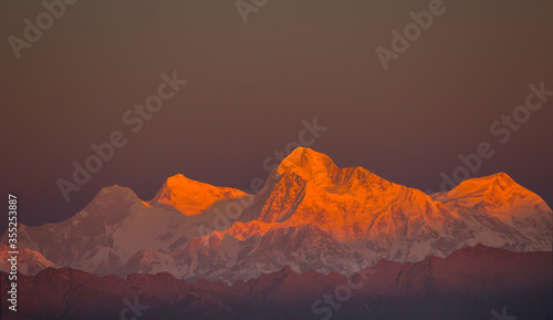 sunrise in the Everest with Lhotse Makali Chomo Lonzo