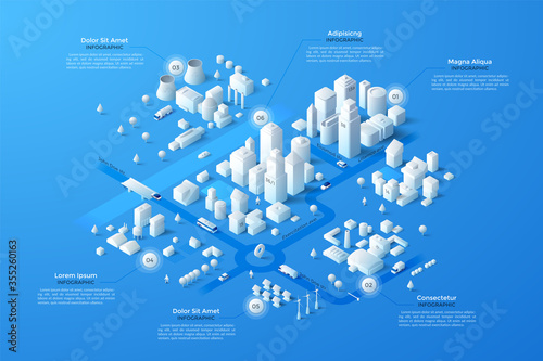 Vector isometric white city template