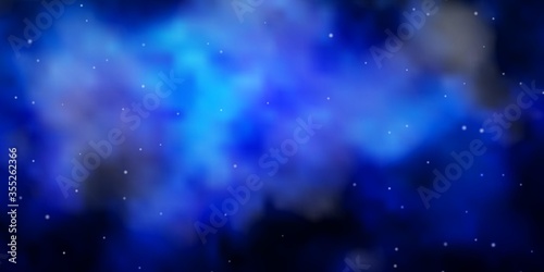 Dark BLUE vector pattern with abstract stars. Blur decorative design in simple style with stars. Pattern for new year ad, booklets.