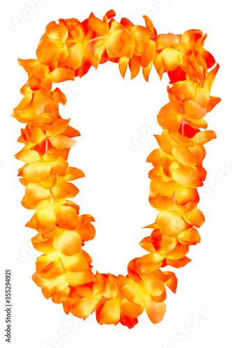 orange hawaiian lei beads with vibrant colors isolated on a white background