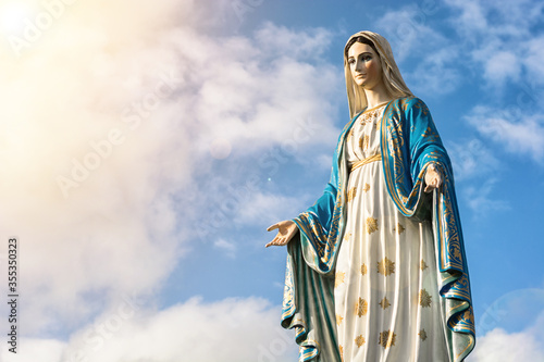 Virgin Mary statue with nice sky background