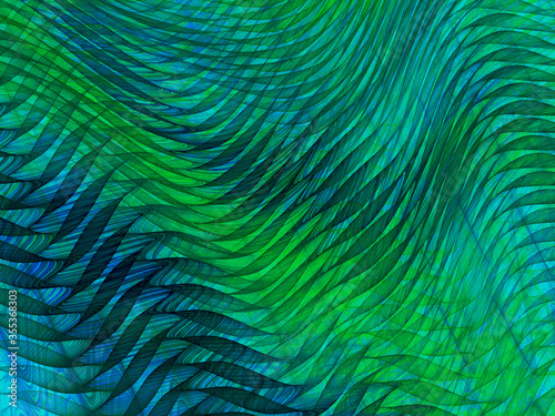 Translucent abstract resembling a draped blue green voile fabric, suitable for background.