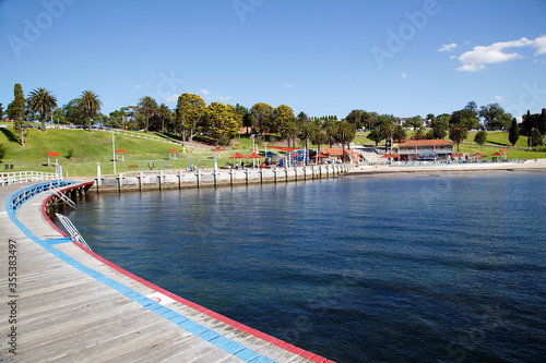 Eastern Beach Swimming Enclosure on Corio Bay opened in the 1930's is a protected seawater swimming pool with lifeguards, children's area and a shark gate.