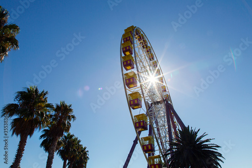 The Geelong Waterfront is a tourist and recreation area on the north facing shores of Corio Bay in Geelong, Australia with amusement rides and seaside cafes.