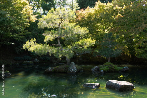 Japanese Garden of Contemplation in Hamilton Gardens in Waikato region on North Island of New Zealand 