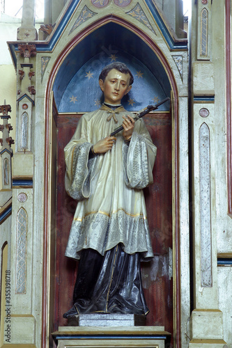 St. Aloysius Gonzaga statue at the altar of the Sacred Heart of Jesus at St. Roch Church in Luka, Croatia