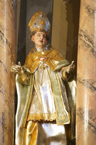 St. Augustine, statue on the altar of St. Florian in the parish church of St. George in Gornja Stubica, Croatia