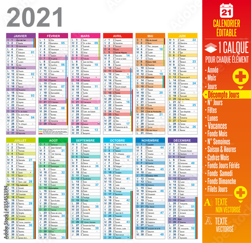 Calendrier 2021 - Template modifiable multicalques