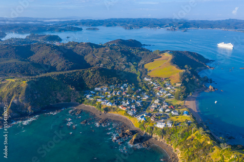 Aerial view of Tapeka point near Russell, New Zealand