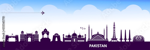 Pakistan travel destination grand vector illustration. 
