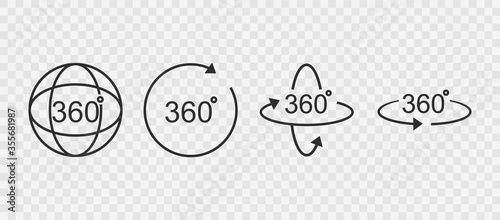 360 degrees line icon. Rotation symbol isolated in transparent background. Vector illustration EPS 10.