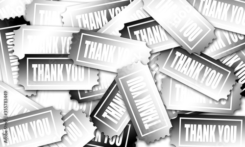 Ticket with thank you as black and white background