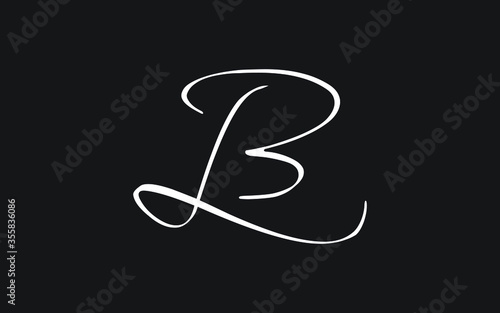 bl or lb Cursive Letter Initial Logo Design, Vector Template
