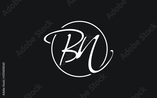 bn or nb Cursive Letter Initial Logo Design, Vector Template