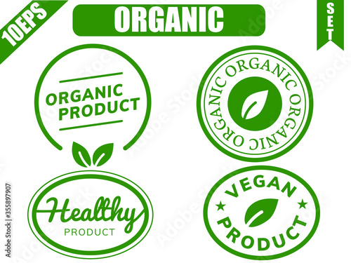 Eco logo. Organic product logo. Vegan product logo. Natural logo.