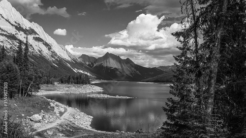 Medicine lake view inside Jasper National Park, Alberta, Canada