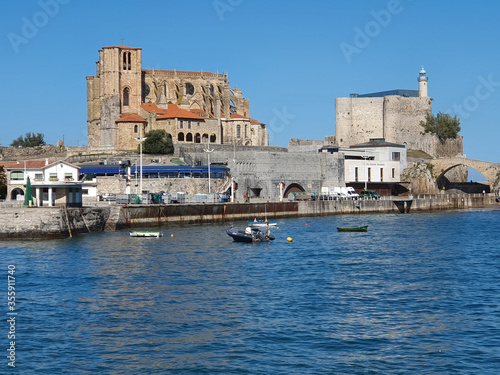 CASTRO URDIALES, SPAIN - 11 OCTOBER 2019 : Harbour of Castro Urdiales, Spain .The town, situated on the bay of Biscay. Europe