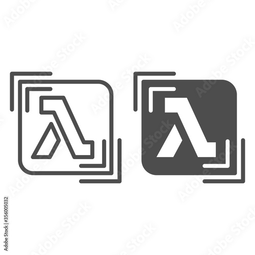 LGBT lambda line and solid icon, LGBT rights concept, lesbian movements pride sign on white background, Lambda in square shape icon in outline style for mobile concept and web design. Vector graphics.