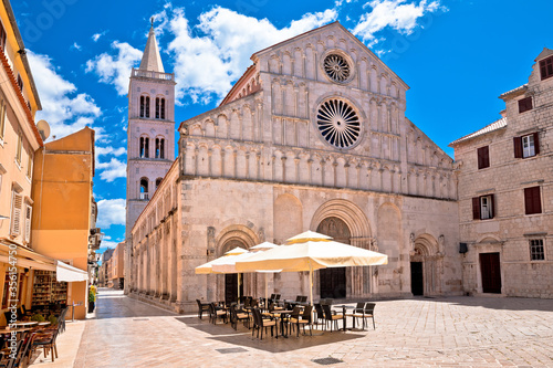 Zadar. Historic cathedral square in Zadar street view, Dalmatia region of Croatia.