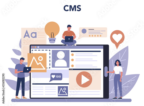 Content management and cms concept. Idea of digital strategy