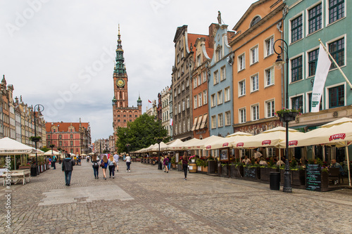 Gdansk, Poland - Juny, 2019: People on the Long Lane of the old town in Gdansk, Poland. Gdansk is the historical capital of Polish Pomerania.