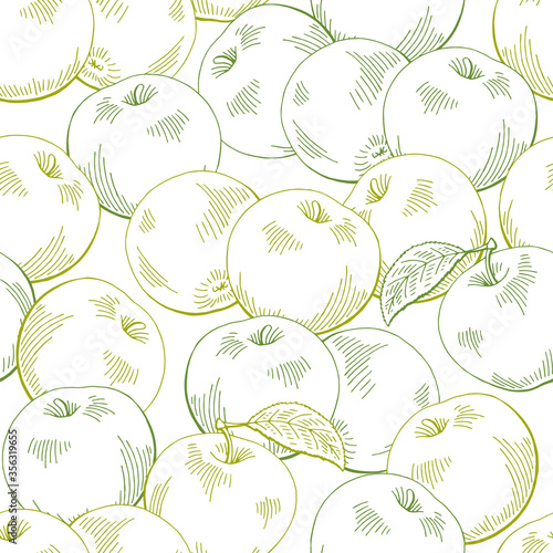 Apple graphic green color sketch seamless pattern background illustration vector