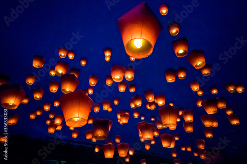 PingSi Sky Lantern Festival in Taipei , Taiwan