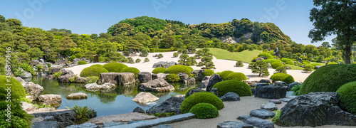 Panorama of the Dry Landscape Garden in the Adachi Museum of Art, Yasugi, Shimane Prefecture, Japan