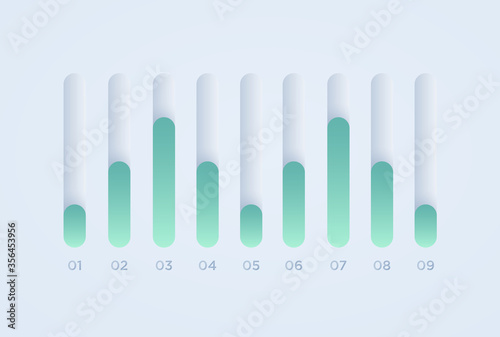 Soft style volume bar for UI interface mockup. Trending Vector design UX element. Neumorphism illustration.