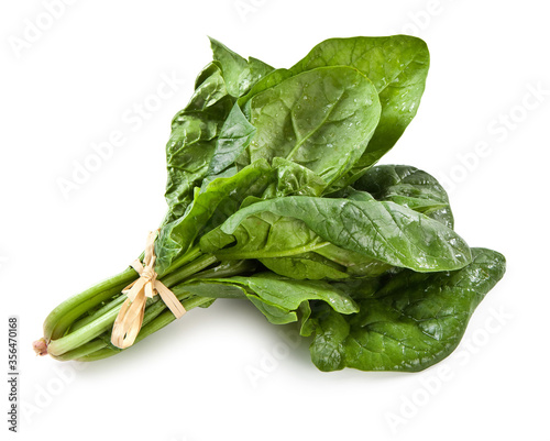 bundle of fresh spinach on white background - Spinaci - Mazzetto di Spinaci Spinaci Freschi Spinacia oleracea Spinach