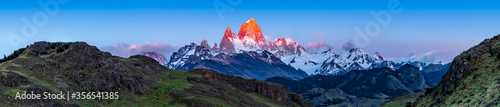 Panoramic Sunrise View of Mount Fitz Roy (Cerro Chaltén) in Patagonia, Argentina